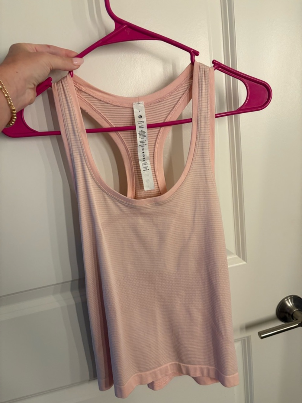 lululemon athletica Light Pink Ribbed Racerback Tank Top